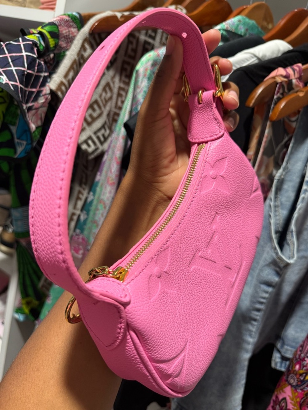Louis Vuitton Pink Empreinte Leather Mini Moon Shoulder Bag - Picture 5 of 6